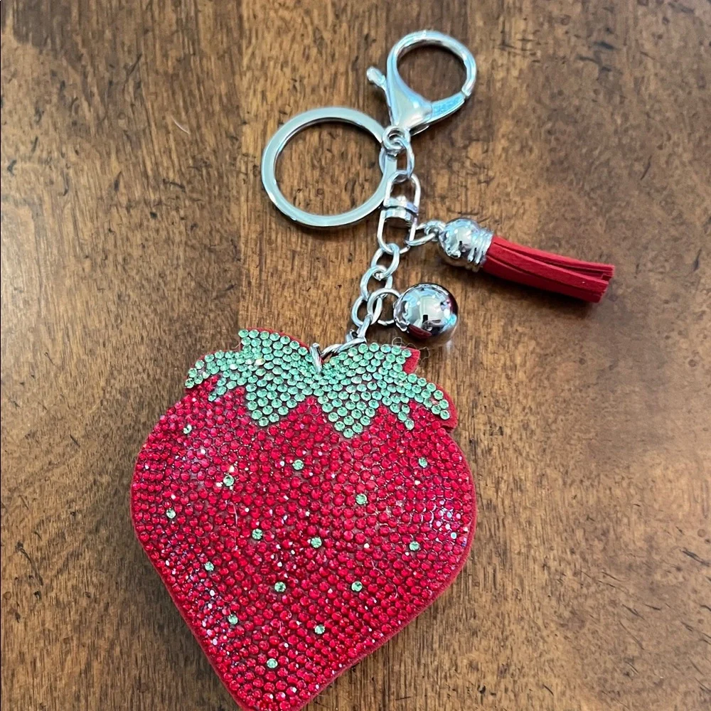 Strawberry Rhinestone Keychain - Picture 1 of 3